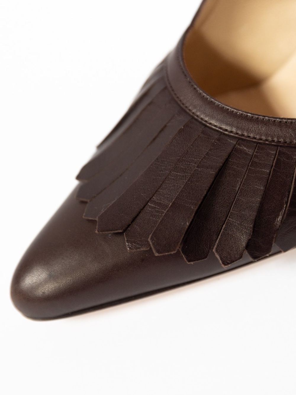 Vintage *TODD OLDHAM* Leather Fringe-Tassel Heels, Merlot Deep Burgundy Size 38